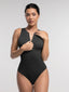 Seamless Ribbed Zip Front Sleeveless Bodysuit