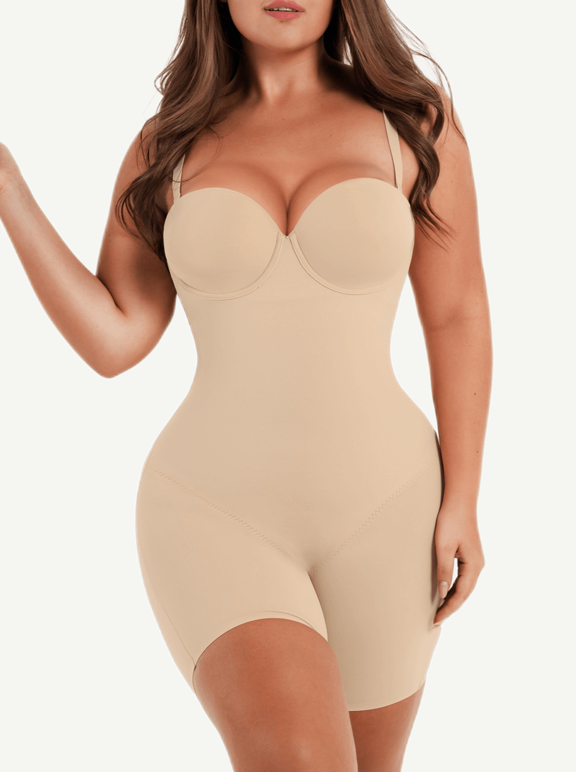 3 hook Fancy Cupped Mid-Thigh Tummy Control Shapewear – David McAllen ™